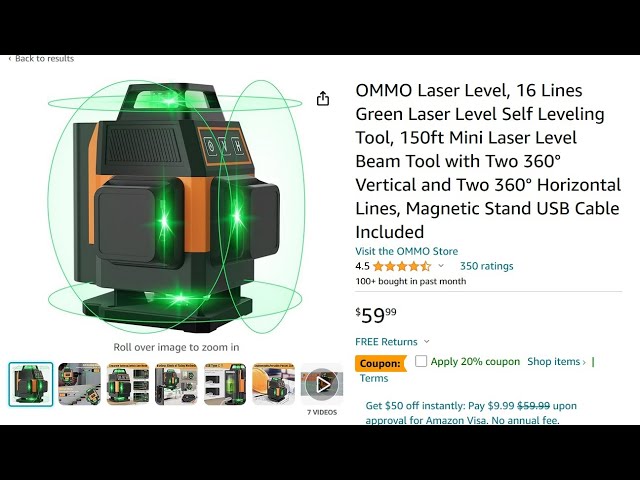 The Cheapest Laser Level on Amazon - OMMO Laser Level, 16 Lines Green Laser Level Self Leveling