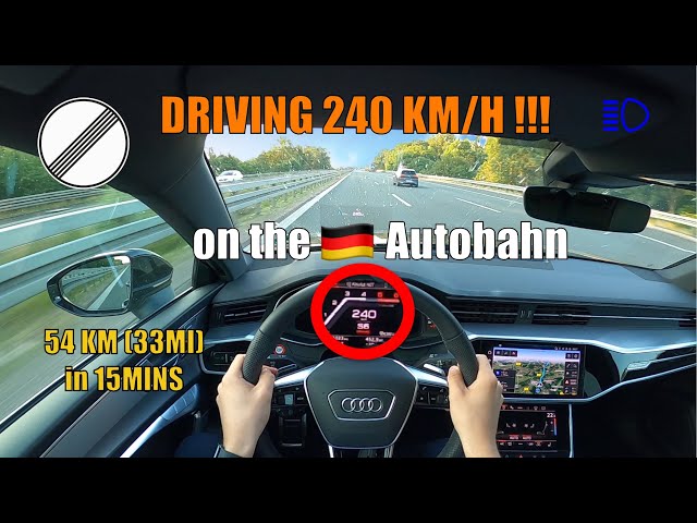 AUDI A7 240 KM/H TOP SPEED DRIVE (54KM in 15MIN) on GERMAN AUTOBAHN [NO SPEED LIMIT - AUTOBAHN POV]
