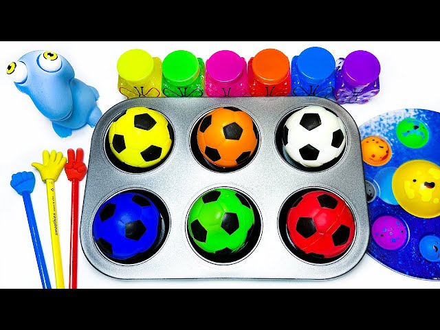 Satisfying Video l How to Make Rainbow Lollipop IN Soccer Balls, Shapes & Painting! Cutting ASMR