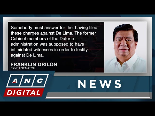 Ex-senator Drilon seeks accountability from ex-Duterte officials over De Lima's drug charges | ANC