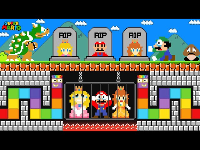 Luigi R.I.P Mario, Peach, Daisy vs. Numberblocks Slither in Maze Mayhem | Game Animation