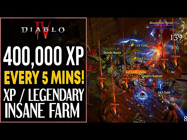 Diablo 4: NEW BEST XP AND LEGENDARY FARM - "400,00 XP IN 5 MINS - BEST LEGENDARY AND XP FARM
