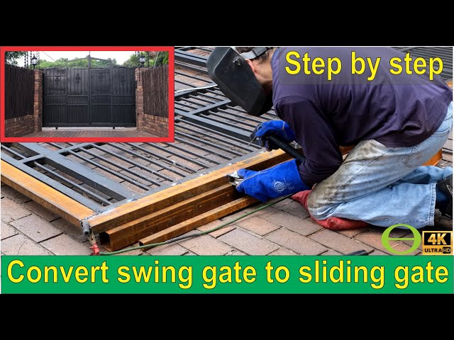 How to convert and automate a double swing gate into a sliding gate - all steps shown.