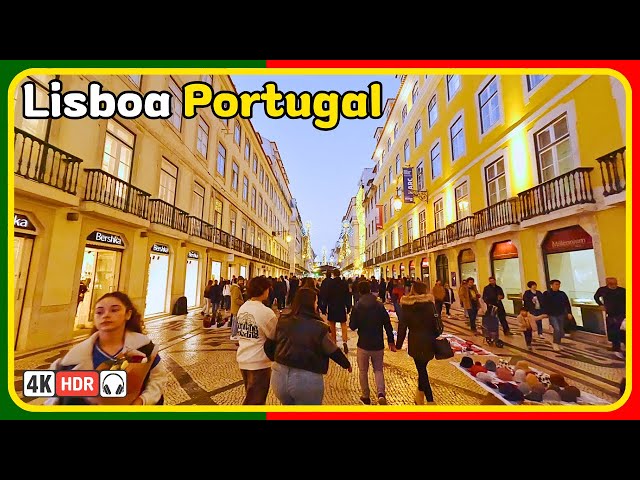 🇵🇹 LISBON Portugal 2nd Christmas Day Evening Walking Tour - 4K HDR