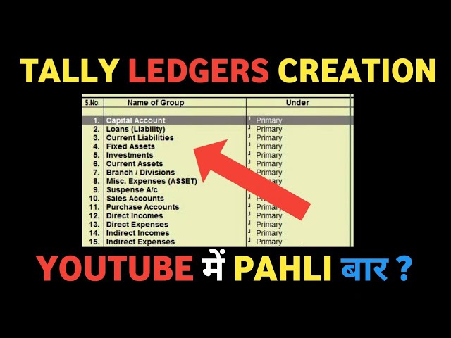 🔷 Tally All Groups Detail With Example Tally group details in Hindi tally group ledger creation ✅