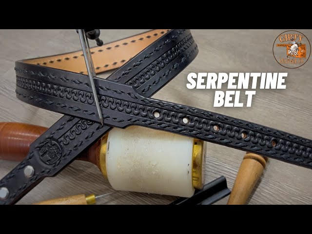 Handmade Serpentine Stamped Leather Belt
