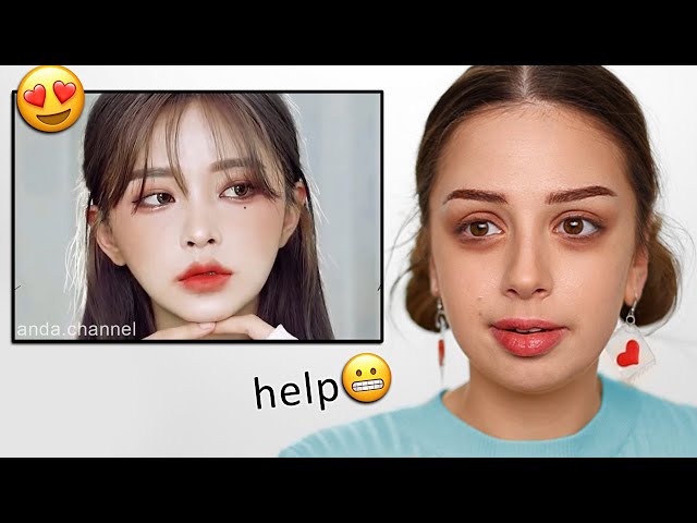 I Tried Following KOREAN Makeup Tutorial