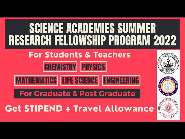 Summer Research Fellowship Program 2022 | For Graduate & Post Graduate | with Stipend and TA