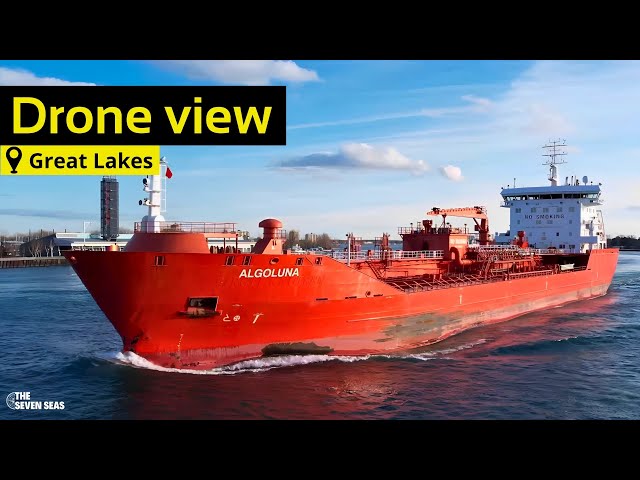 Drone video of 'ALGOLUNA' tanker ship, Port Huron Michigan, february 2024 !