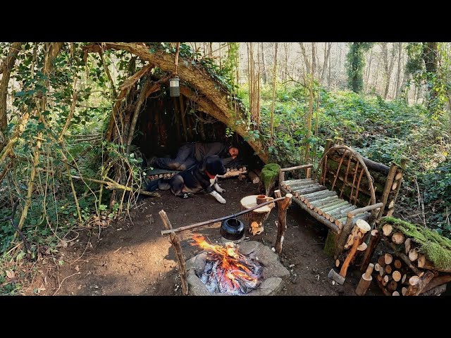 7 Days Solo Survival Camping, Building Warm Bushcraft Shelter, 0utdoor Cooking, Primitive Skills