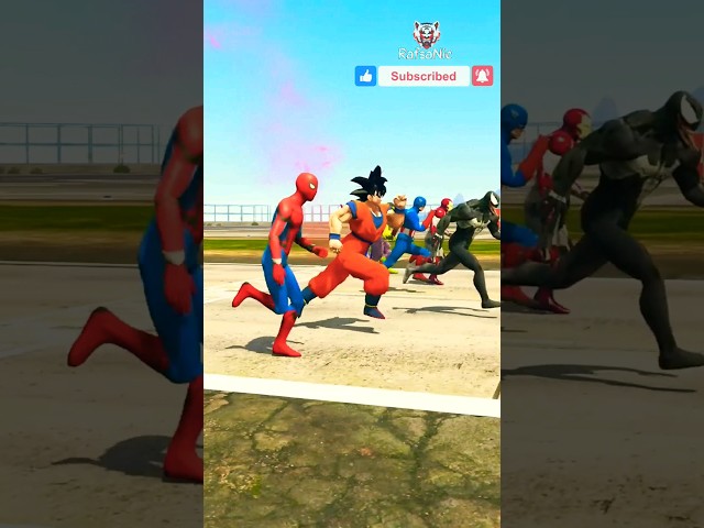 Marvel Super Heroes Marathon Race Spiderman Iron man Hulk Venom #shorts #youtubeshorts #gta5 #short