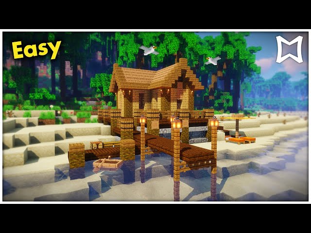 ► Minecraft Beach House Fishing Hut Survival Tutorial! (EASY)
