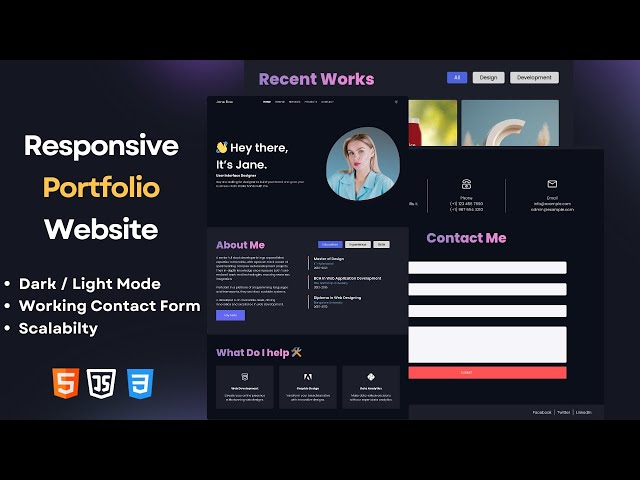 Create Responsive Personal Portfolio Website Using HTML CSS And JavaScript | Animated Portfolio