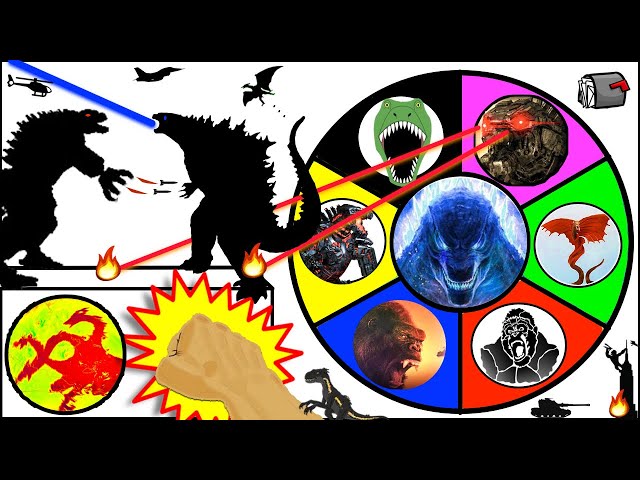 Godzilla vs MechaGodzilla SPINNING WHEEL GAME w/ Kong + Dinos + Movie Figures