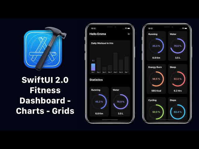 SwiftUI 2.0 Fitness Dashboard - Bar Charts - Progress Rings - Xcode 12 - SwiftUI 2.0 Tutorials