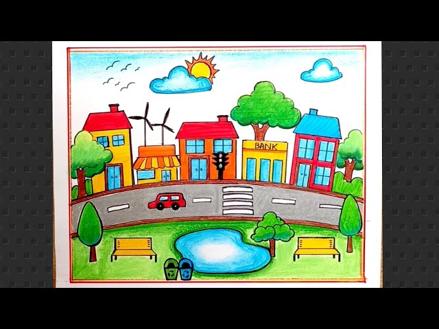 My Dream City Drawing/ Clean City Green City Drawing/City Scenery/ Green City Drawing