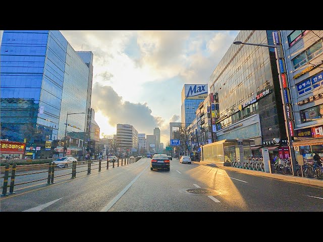 [4K] Seoul City Sunset Driving Downtown A Snowy Day 서울의 눈내린 오후 도심 드라이브 驅動 Lái xe đi