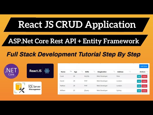 React JS CRUD Application | Asp.Net Core Web API + Entity Framework + Sql Server