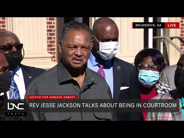 Rev. Jesse Jackson Speaks to Crowd in Brunswick, Will Be in Courtroom