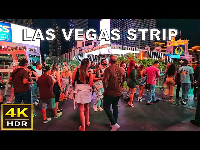 (4K HDR) Las Vegas Strip Narrated Night Walk - 2023 - Las Vegas USA
