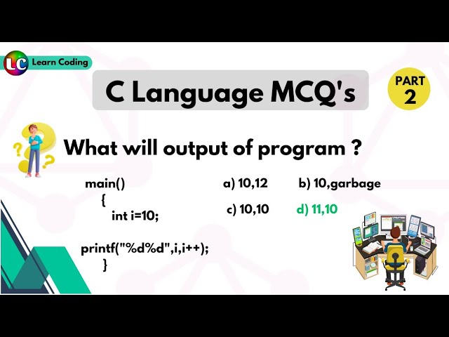 Part-2 C MCQs | C mcq questions with answers | Learn Coding