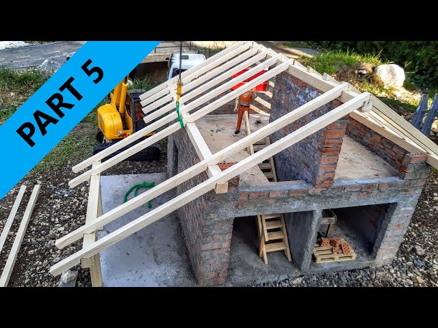 Building a house RC - Part 5,  1st floor, roof and finishes [Schaeffer, Maeda crane, Kato 308,...]