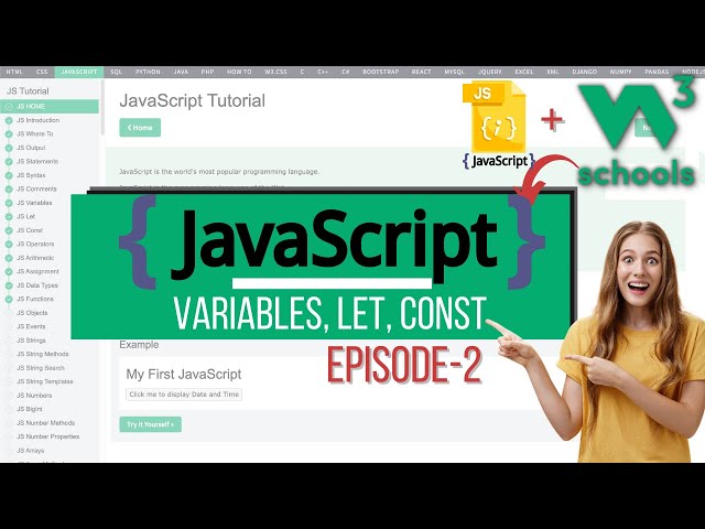 JavaScript Coding 101 : 02 JavaScript Variables using W3Schools.com