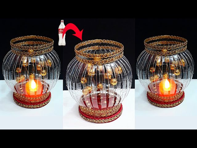 Showpiece/Tealight holder made from Plastic Bottle| Best out of waste home decoration idea