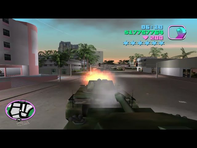 GTA Vice City - Driving a Rhino Tank until Busted! 6 Stars Wanted Level