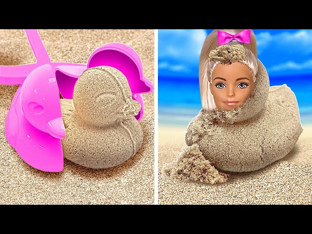 We Found Barbie in the Sand! Summer Doll Hacks