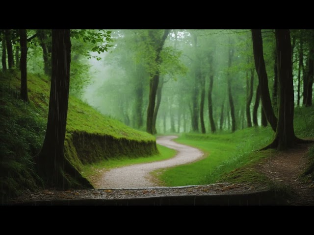 The country path in the rain is so quiet.| Soft Rain for Sleep, Study and Relaxation