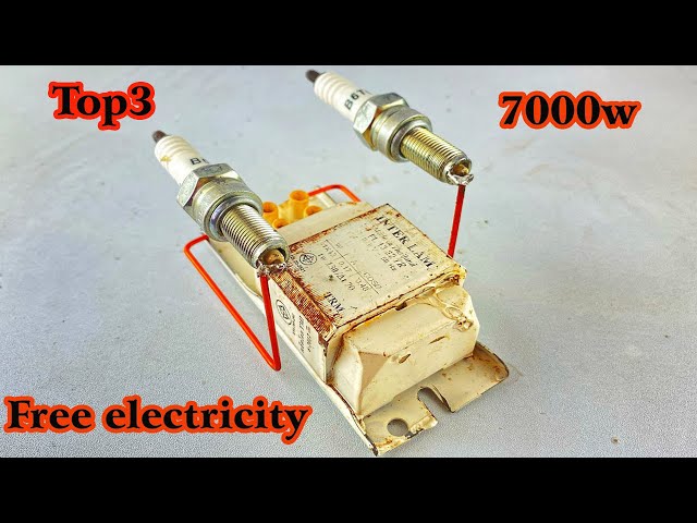 Free Energy 220v Generator Copper Coil Light Bulb Spark Plug Transformer Idea