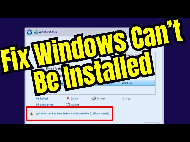 How To Fix Windows Cannot Be Installed On Drive 0 Partition 1,2,3,4 || Fix Windows 10 Install Error