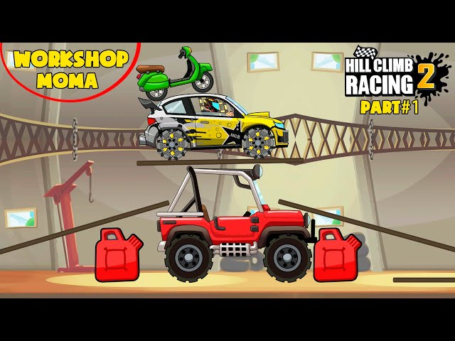 RACE IN THE GARAGE ON A RALLY CAR! WORKSHOP Hill Climb Racing 2 from MOMA!