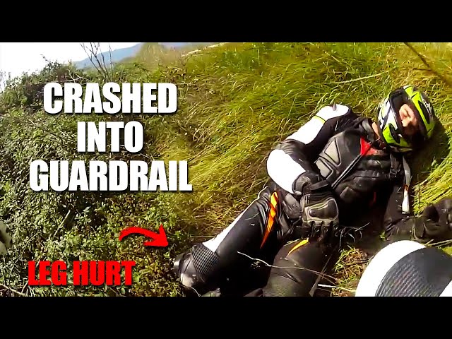 Biker Crashes and Flies Over Guardrail | Crazy Moto Moments
