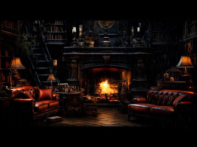 Rain Sounds | Fireplace Ambience | Gentle Rain In The Reading Room | 3 Hours Loop