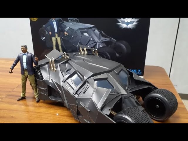 In hand look at Mcfarlane Toys The Dark Knight Tumbler and Lucius Fox