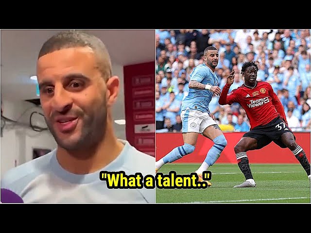 Kyle Walker's reaction to Kobbie Mainoo's outstanding performance vs Manchester City 👏👍