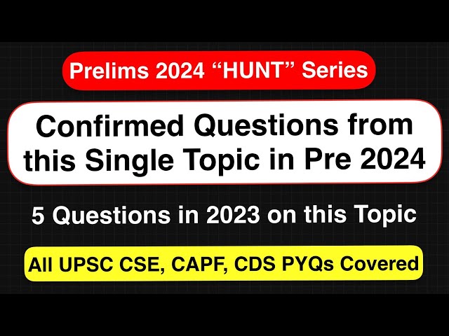 Prelims HUNT Series - UPSC *marked* this topic as very important for Prelims !!