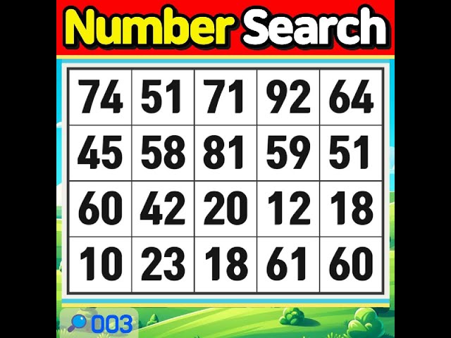 NumberSearch. My eyes are rolling. 【Memory | Concentration | Brain training】 #003