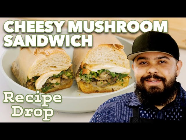 Cheesy Mushroom Sandwiches with Castelvetrano Salsa Verde | Recipe Drop | Food52