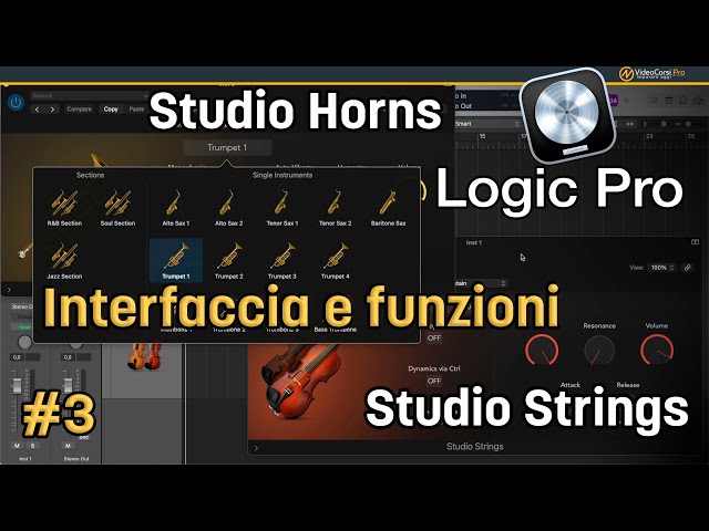 Interfaccia e funzioni di Studio String e Studio Horns di Logic Pro