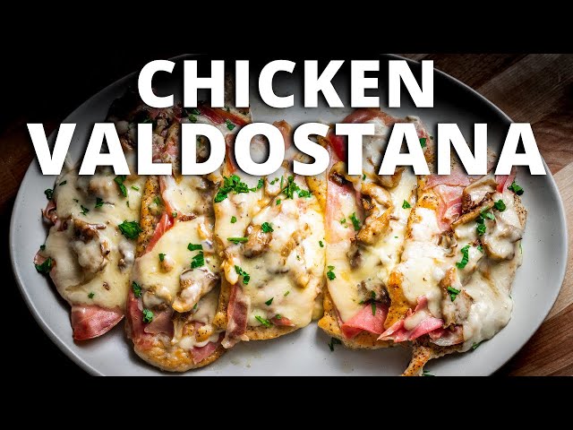 Chicken Valdostana with Prosciutto, Fontina, and Mushrooms
