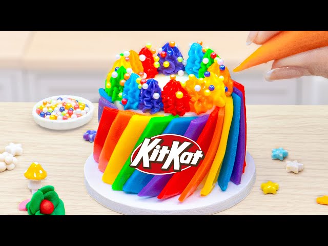 Yummy Rainbow KitKat Cake Melting White Chocolate 🍫 Miniature Cooking Cake 🌈Chocolate Cake Recipe