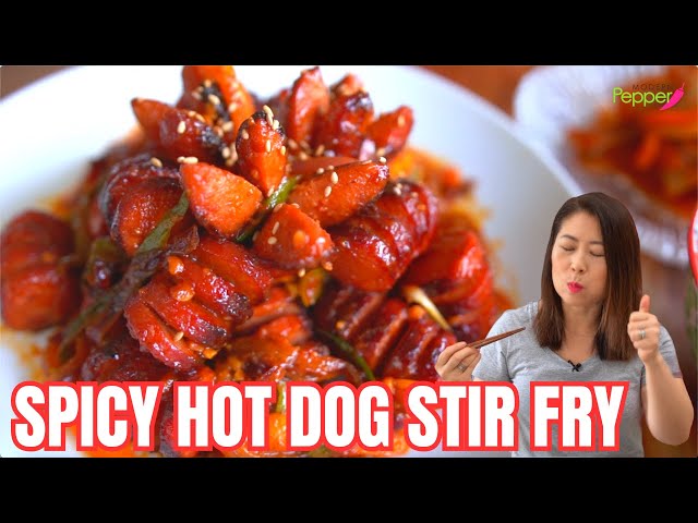 Turn your HOT DOG SAUSAGE into DELICIOUS 🌶Spicy Gochujang Korean Side Dish! CHEAP Eats Recipe 소시지볶음