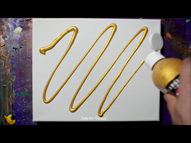 Easy Abstract Painting For Beginners / Gold & Silver Paint / Daily Art Therapy / Day 011