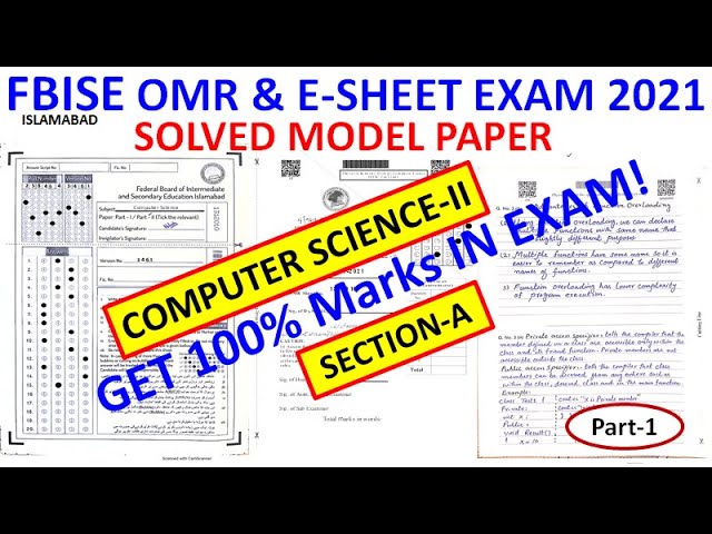 FEDERAL BOARD MODEL PAPER COMPUTER SCIENCE 12 ON FBISE OMR & E-Sheet ||SOLVED MODEL PAPER Section-A