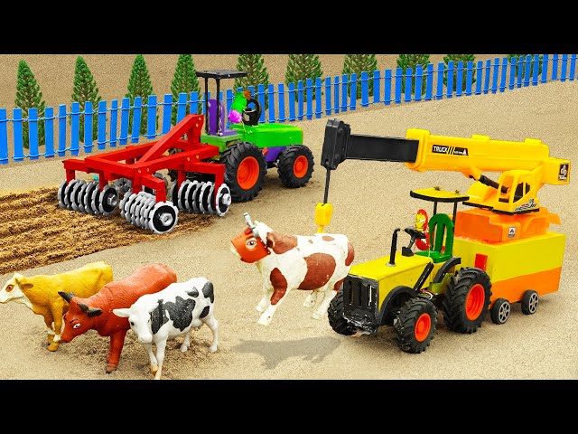 Diy tractor making mini Crane transporting Cows | diy Disk Plowing Machine Plant Farming | HP Mini