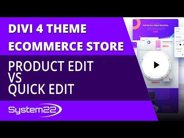 Divi 4 Ecommerce Product Edit vs Quick Edit 😎