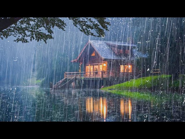 Relaxing Rain for Deep Sleep - Sound of Heavy Rain, Strong Wind and Thunder on the Roof at Night #2